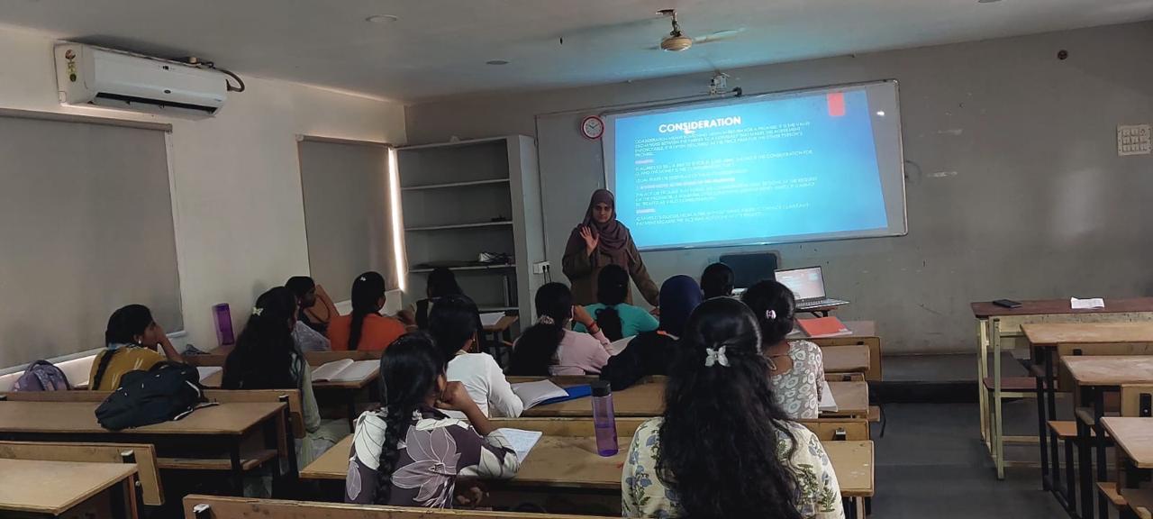 Smart classroom at IJD College Shaikpet with projector and faculty